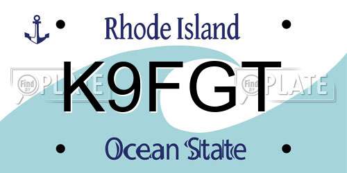 K9FGT Rhode Island License Plate