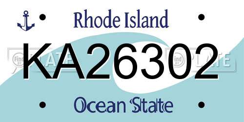 KA26302 Rhode Island License Plate