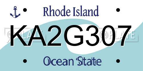 KA2G307 Rhode Island License Plate