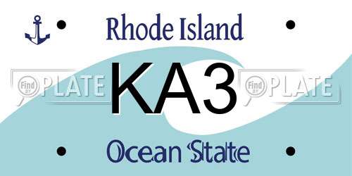KA3 Rhode Island License Plate