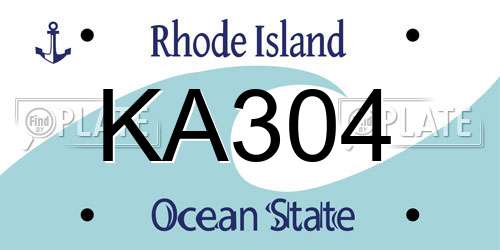 KA304 Rhode Island License Plate