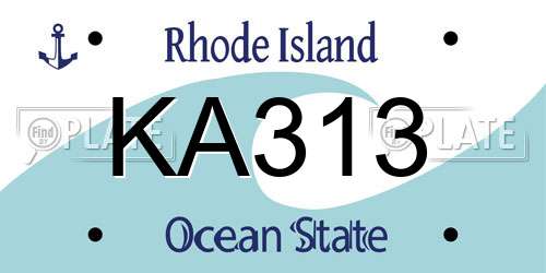KA313 Rhode Island License Plate