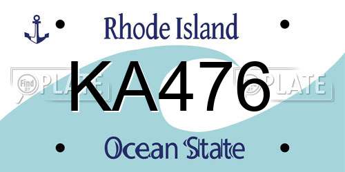 KA476 Rhode Island License Plate