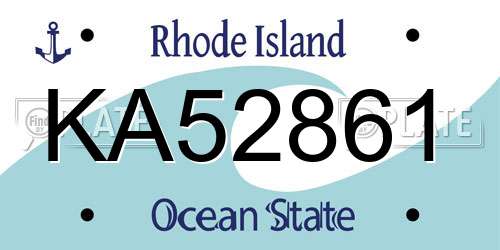 KA52861 Rhode Island License Plate