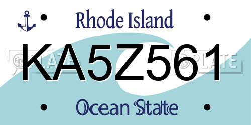 KA5Z561 Rhode Island License Plate