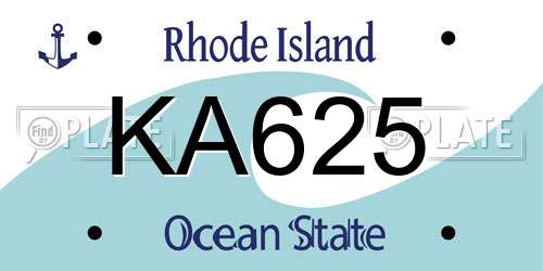 KA625 Rhode Island License Plate