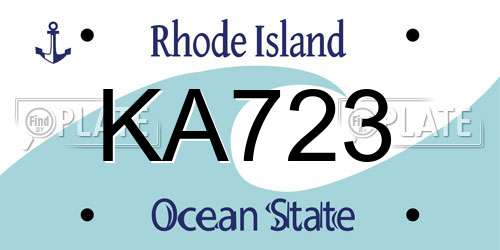 KA723 Rhode Island License Plate