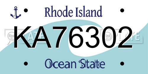 KA76302 Rhode Island License Plate