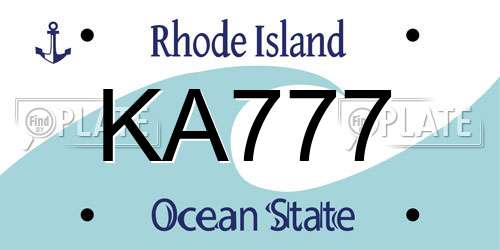 KA777 Rhode Island License Plate