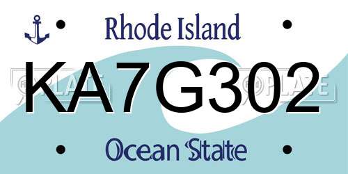 KA7G302 Rhode Island License Plate