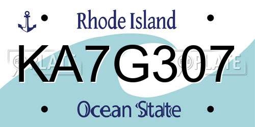 KA7G307 Rhode Island License Plate