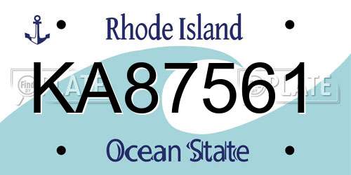KA87561 Rhode Island License Plate