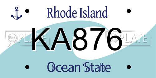 KA876 Rhode Island License Plate