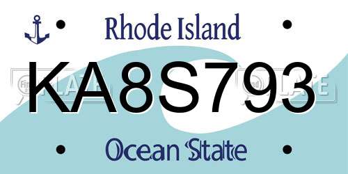 KA8S793 Rhode Island License Plate