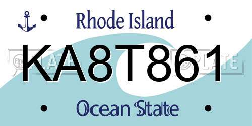 KA8T861 Rhode Island License Plate