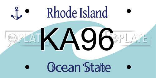 KA96 Rhode Island License Plate