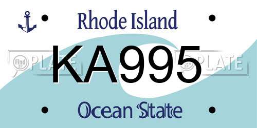 KA995 Rhode Island License Plate