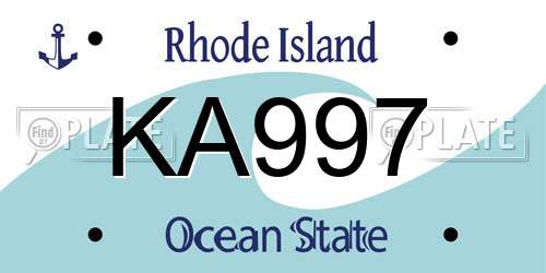 KA997 Rhode Island License Plate
