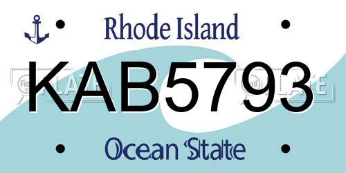 KAB5793 Rhode Island License Plate