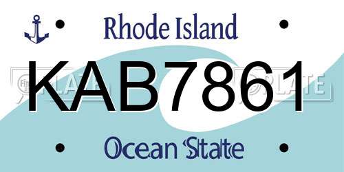 KAB7861 Rhode Island License Plate