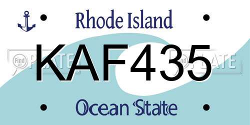 KAF435 Rhode Island License Plate