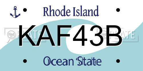 KAF43B Rhode Island License Plate
