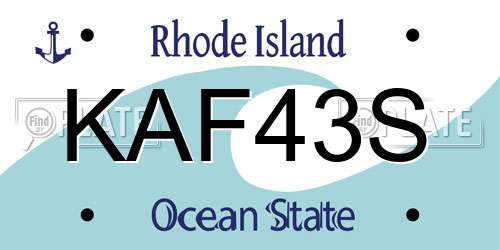 KAF43S Rhode Island License Plate