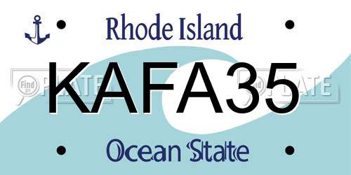 KAFA35 Rhode Island License Plate