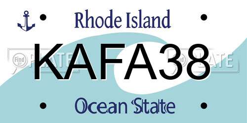 KAFA38 Rhode Island License Plate