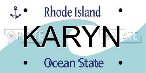 KARYN Rhode Island License Plate