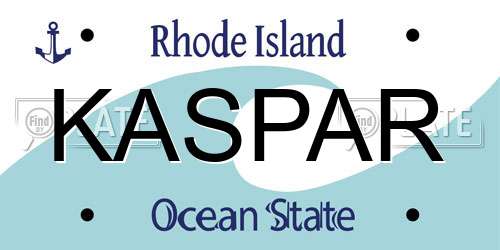 KASPAR Rhode Island License Plate