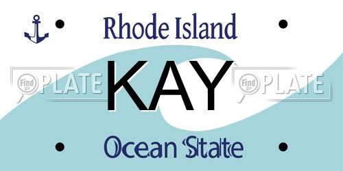 KAY Rhode Island License Plate