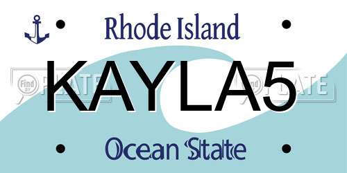 KAYLA5 Rhode Island License Plate