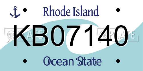 KB07140 Rhode Island License Plate