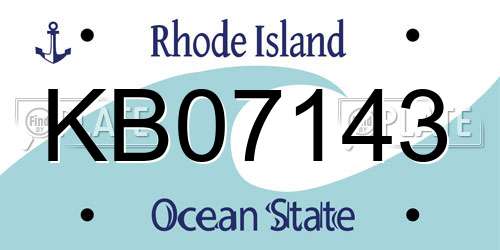 KB07143 Rhode Island License Plate