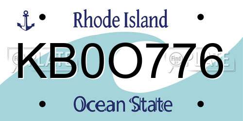 KB0O776 Rhode Island License Plate