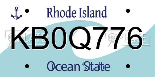 KB0Q776 Rhode Island License Plate
