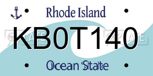 KB0T140 Rhode Island License Plate