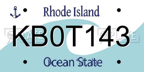 KB0T143 Rhode Island License Plate
