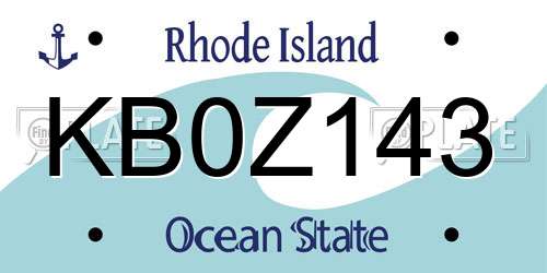 KB0Z143 Rhode Island License Plate