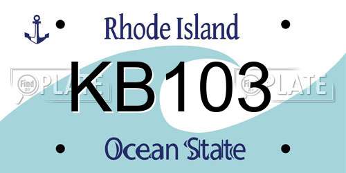 KB103 Rhode Island License Plate
