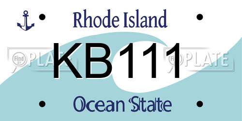 KB111 Rhode Island License Plate
