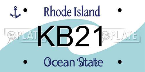 KB21 Rhode Island License Plate