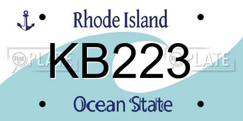 KB223 Rhode Island License Plate