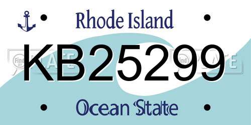 KB25299 Rhode Island License Plate