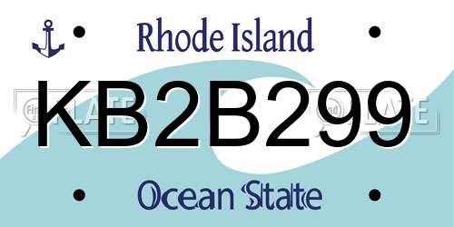 KB2B299 Rhode Island License Plate