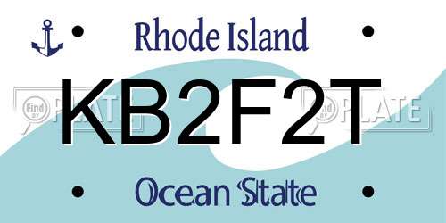 KB2F2T Rhode Island License Plate