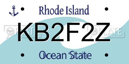 KB2F2Z Rhode Island License Plate
