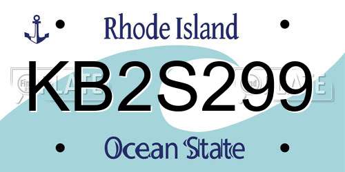 KB2S299 Rhode Island License Plate