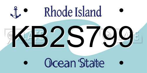 KB2S799 Rhode Island License Plate